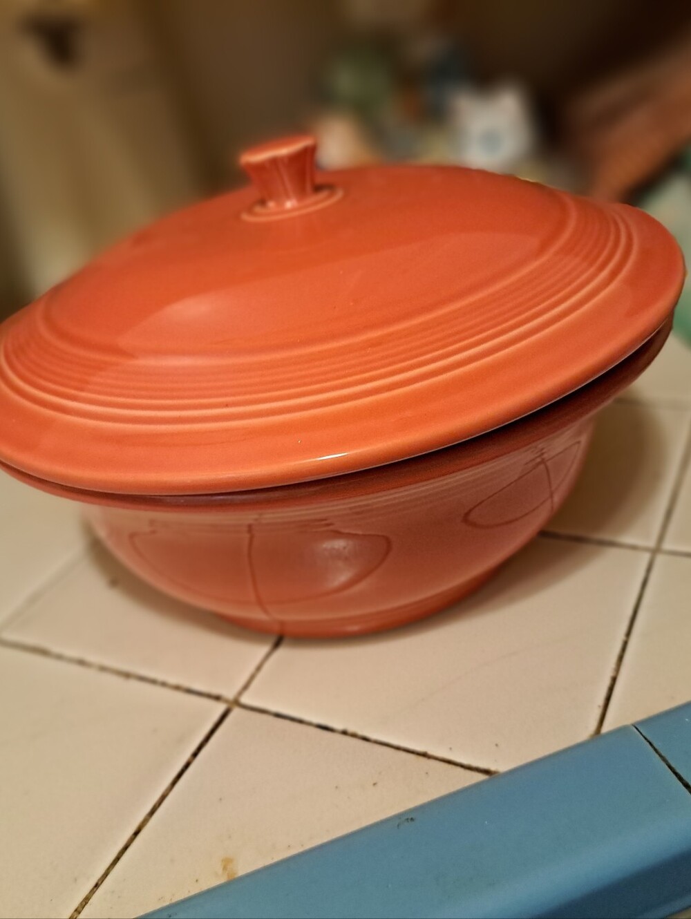 Vintage Fiestaware Casserole Dish Bowl With Lid Homer Laughlin Ceramic Peprika